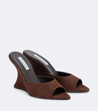 Aquazzura Mules Bisous in suede con zeppa