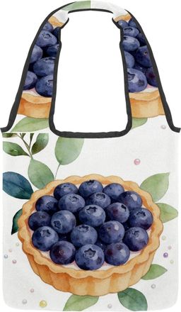 Generic Blueberry Cheesecake Swirl Reversible Canvas Shoulder Tote - Double-Sided Print, 12oz Cotton, 27cm Drop, Fold-Flat Bag for Travel, Shopping, Street Ou