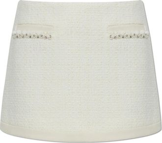 LoveShackFancy Rhonna Tweed Mini Rok - Dames - Korte rokken - Beige - XS - Tweed - Rokken