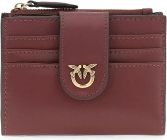 Pinko Kleine Portemonnee van Glad Leer - Dames - Portefeuilles - Rood - ONE Size - Leer - Accessoires