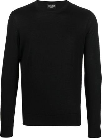 Ermenegildo Zegna crew-neck cashmere-silk jumper - men - Silk/Cashmere - 50 - Black