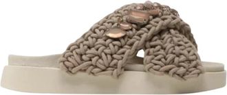 INUIKII Woven Stones - Dames - Sandalen - Bruin - 36 EU - Katoen - Schoenen