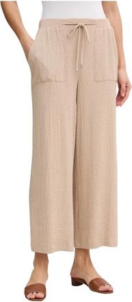 Joseph Ribkoff Seersucker Drawstring Pants - Dames - Wijde Broeken - Beige - S - Polyester - Broeken