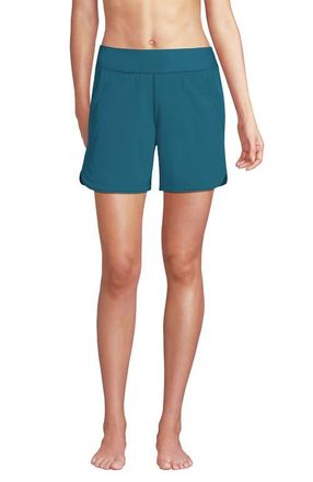 Lands End 9 Quick Dry Elastic Waist Modest Board Shorts Swim Cover-up Shorts with Panty in Paradise Teal at Nordstrom, Size 18