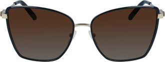 Ferragamo Vara 59mm Rectangular Sunglasses in Light Gold/blue at Nordstrom Rack