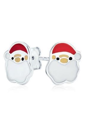 Bling Jewelry Santa Enamel Stud Earrings in White at Nordstrom Rack