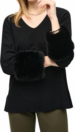 Joseph Ribkoff Faux Fur Cuffs Tunic In Black