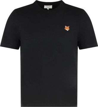 Maison Kitsun&eacute; Ronde hals katoenen T-shirt - Heren - T-shirts - Zwart - L - Katoen - Tops
