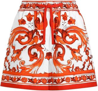 Dolce & Gabbana Shorts in cotone con stampa maioliche di Dolce & Gabbana