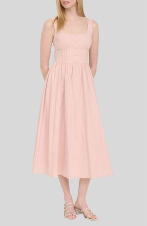 Blu Pepper Swiss Dot Corset Midi Dress in Blush at Nordstrom Rack, Size Medium