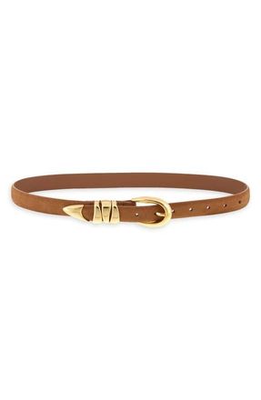 Madewell Triple Keeper Suede Belt in Dried Acorn Suede at Nordstrom, Size Small