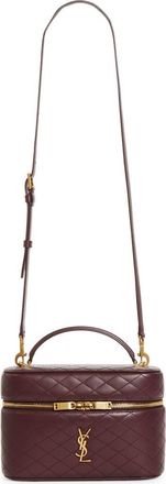 Saint Laurent Large Gaby Quilted Leather Vanity Case in Rouge Cabernet at Nordstrom