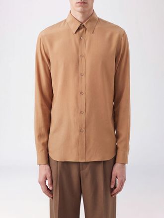 Saint Laurent Camicia in pura seta con colletto classico e orlo curvo
