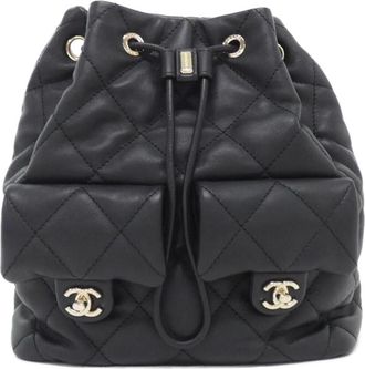 Chanel Black Leather Backpack (Pre-Owned)