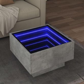 vidaXL vidaXL Tavolino Salotto con LED Grigio Cemento 50x50x30 cm Multistrato
