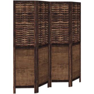 vidaXL Room Divider 4 Panels Dark Brown Solid Wood Paulownia vidaXL
