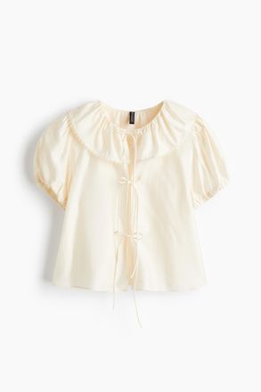 H&M Bluse zum Binden - Cremefarben