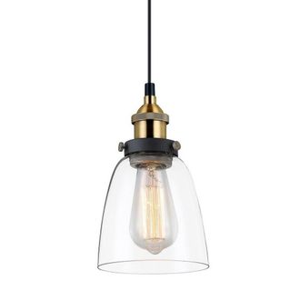 Netlighting Industrial & Retro Hanging Pendant Black Gold Shade E27 Dimmable