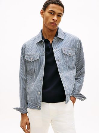 Tommy Hilfiger Mens Railroad Stripe Denim Jacket - Navy - XL
