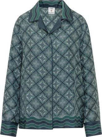 Casablanca Zijden Pyjamashirt - Dames - Overhemden - Groen - L - Overhemden