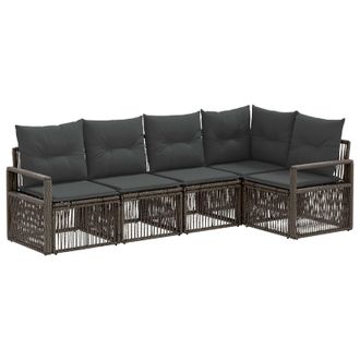 vidaXL Conjunto De Sof&aacute;s De Jard&iacute;n 5 Pcs Gris Rat&aacute;n Sint&eacute;tico Vidaxl