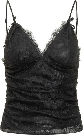 Pinko Black Lace V Neck Top