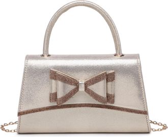 Generic Rhinestone Bow Evening Clutch Bag for Women - Glitter Trapezoid Handbag with Top Handle & Detachable Chain - Elegant Small Tote for Weddings, Parties 