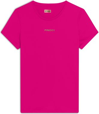 Freddy T-shirt sportiva in tessuto tecnico con logo bronzo