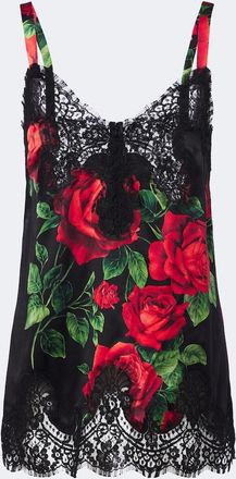 Dolce & Gabbana Abito lungo in misto seta e cotone con pizzo