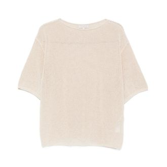 Antonelli Round-neck Knitwear, female, White, Size: XS Short-sleeve Sweater