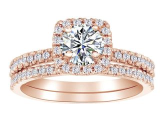 Pompeii3 5/8Ct Diamond Halo Engagement Ring Set in White, Rose, Yellow Gold, or Platinum