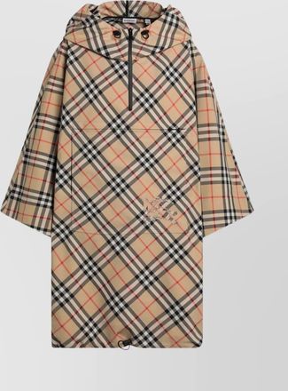 Burberry check pattern hooded long coat