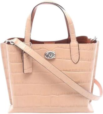 Coach Pre-owned Tote Bags, female, Pink, Size: ONE SIZE Pre-owned Willow Leather Tote Bag