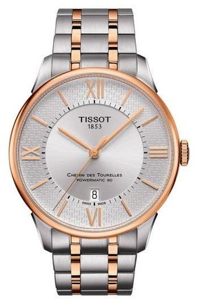 Tissot Chemin Des Tourelles Automatic Bracelet Watch, 42mm in Two Tone/Silver/Rose Gold at Nordstrom Rack