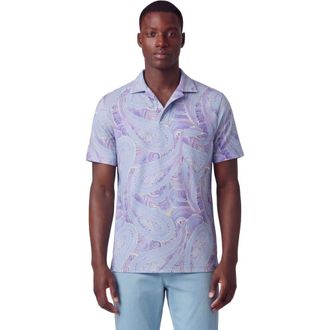 Lords of Harlech Marakesh Paisley Mens Wool Johnny Collar Polo in Marakesh Paisley Helio at Nordstrom, Size Xx-Large