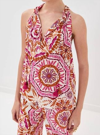 Figue Betty Top In Sunburst Medallion Azalea Pink