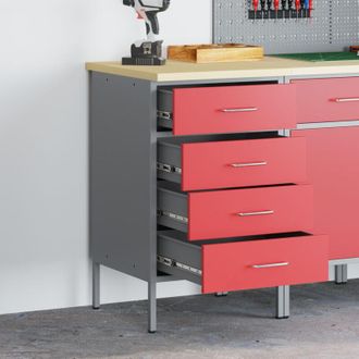 vidaXL Vidaxl - Banco da Lavoro con cassetto Rosso e grigio 50 x 55 x 85 cm