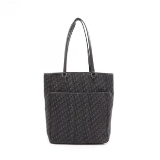 Dior Black Canvas Leather Handbag Tote Bag (Pre-Owned)