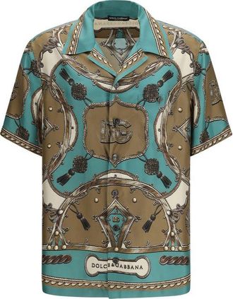 Dolce & Gabbana Multicolor Silk Pattern Mens Shirt