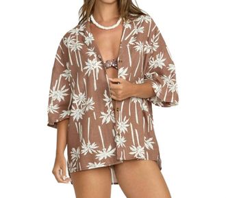 Billabong Beach Side Camp Shirt In Beige