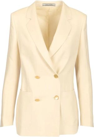 Tagliatore Jassen, Dames, Wit, M, Linnen, Nayade Double-Breasted Blazer