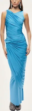 Nocturne Draped Sleeveless Maxi Dress in Turquoise at Nordstrom, Size X-Large Eu