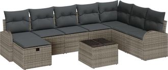 vidaXL Vidaxl - Garden Sofa Set 9 pcs Grey 289 x 179 x 85 cm Poly rattan