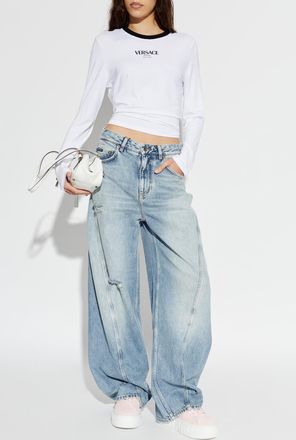 Versace T-shirt With Logo, Womens, White