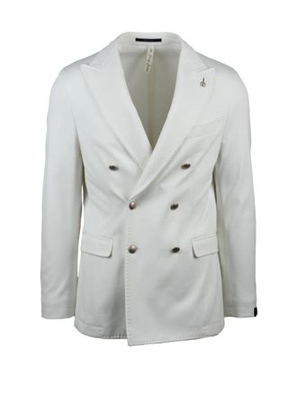 Paoloni Technical Fabric Double-Breasted Jacket With Wide Lapels