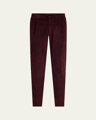 Kiton Mens Corduroy Slim Single-Pleated Pants