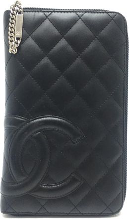 Chanel Black Leather Long Wallet (Bi-Fold) (Pre-Owned)