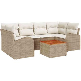vidaXL Vidaxl - Conjunto De Sof&aacute; De Jard&iacute;n 7 Pcs Beige, Blanco