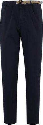 White Sand Blue Straight-Leg Stretch Cotton Gabardine Pants