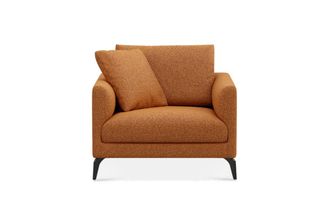 Castlery Lena Armchair Customized, (Performance Boucle) Rust (Matte Black Legs), Spill Resistant, Removable Covers for Castlery